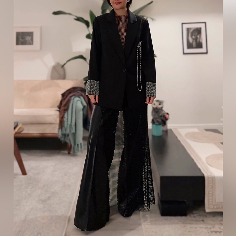 Elan Black Blazer with Silver Accents